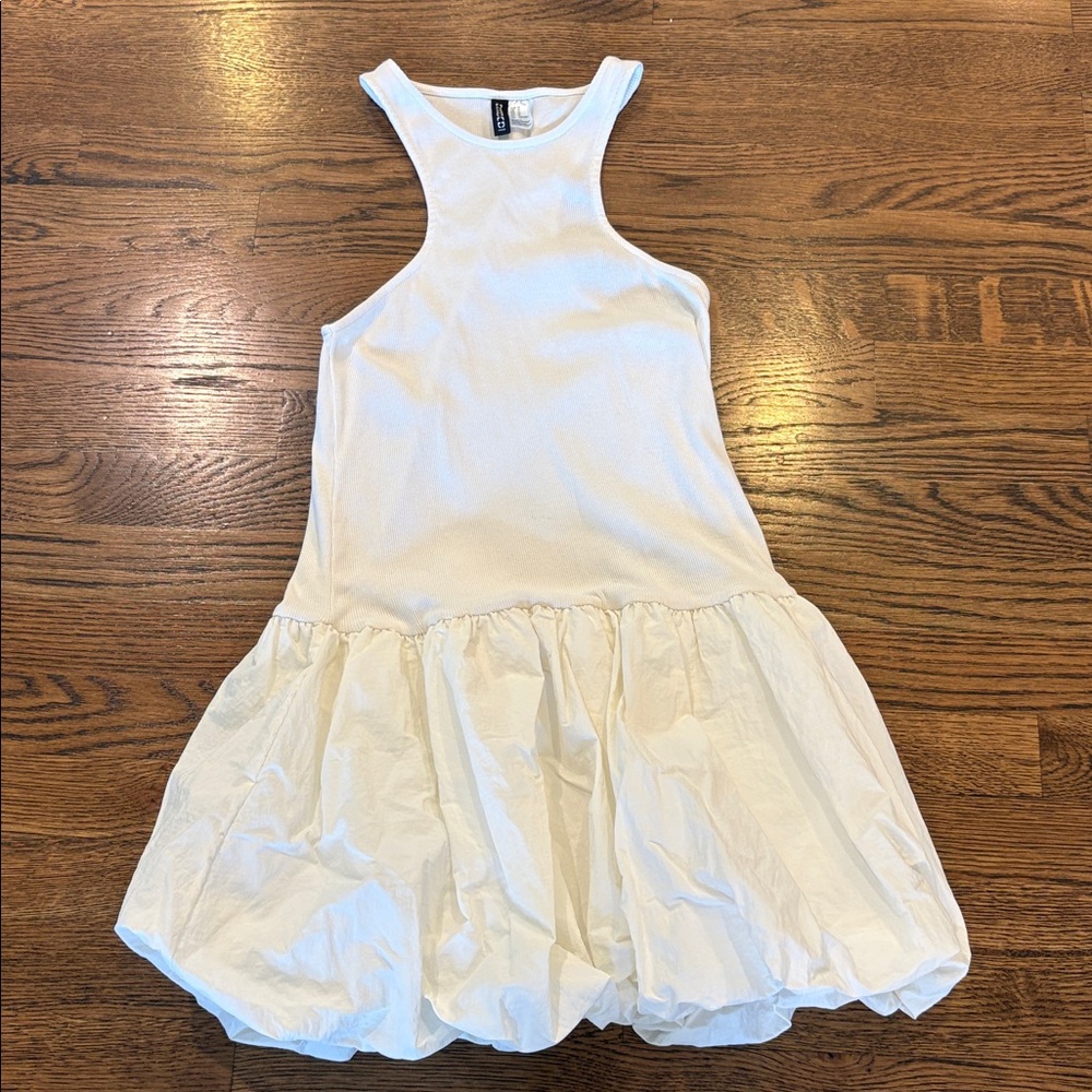 H&M Divided white Bubble Hem Sleeveless racerback tank Dress, m